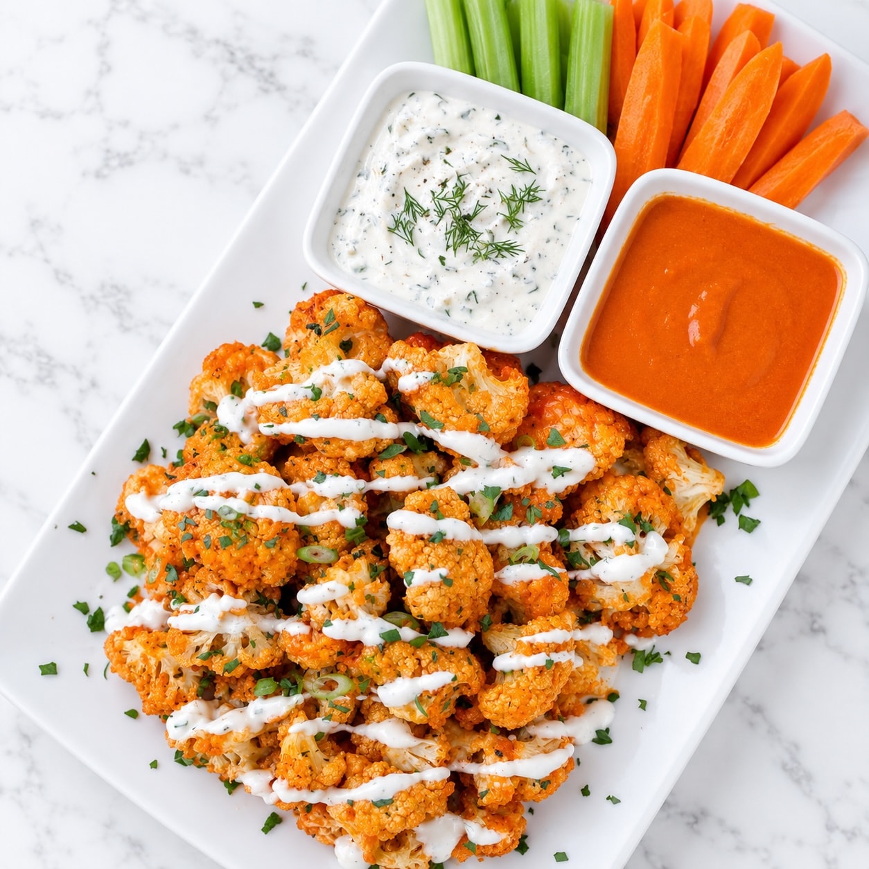 air fryer buffalo cauliflower bites