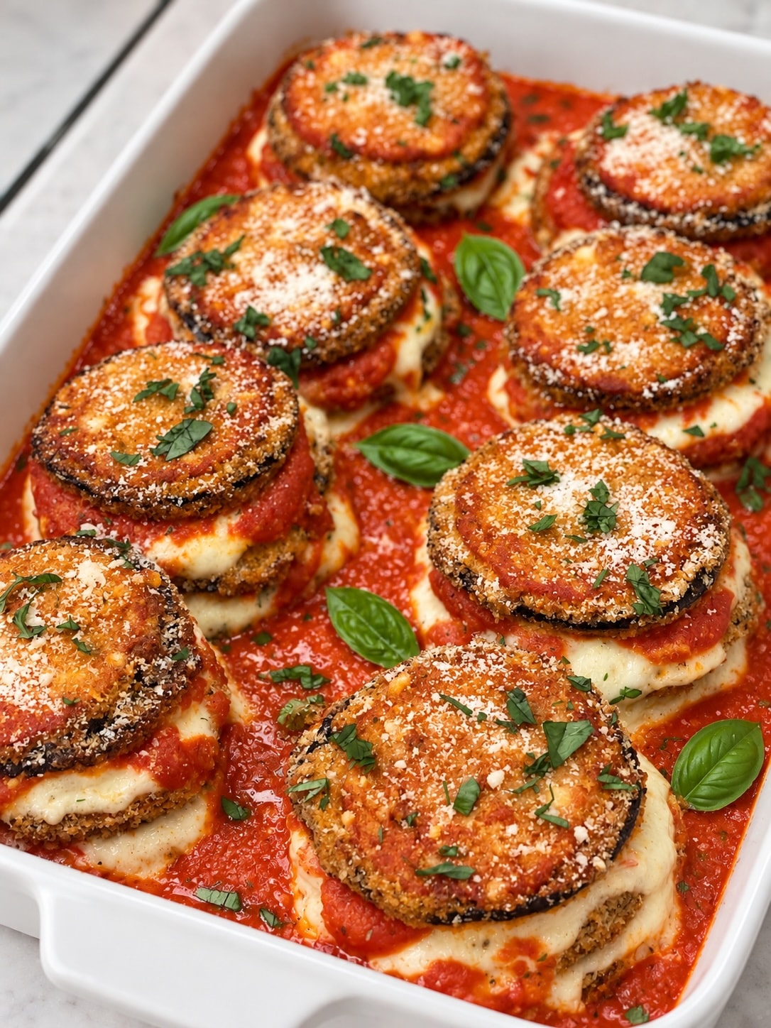 baked eggplant parmesan stacks