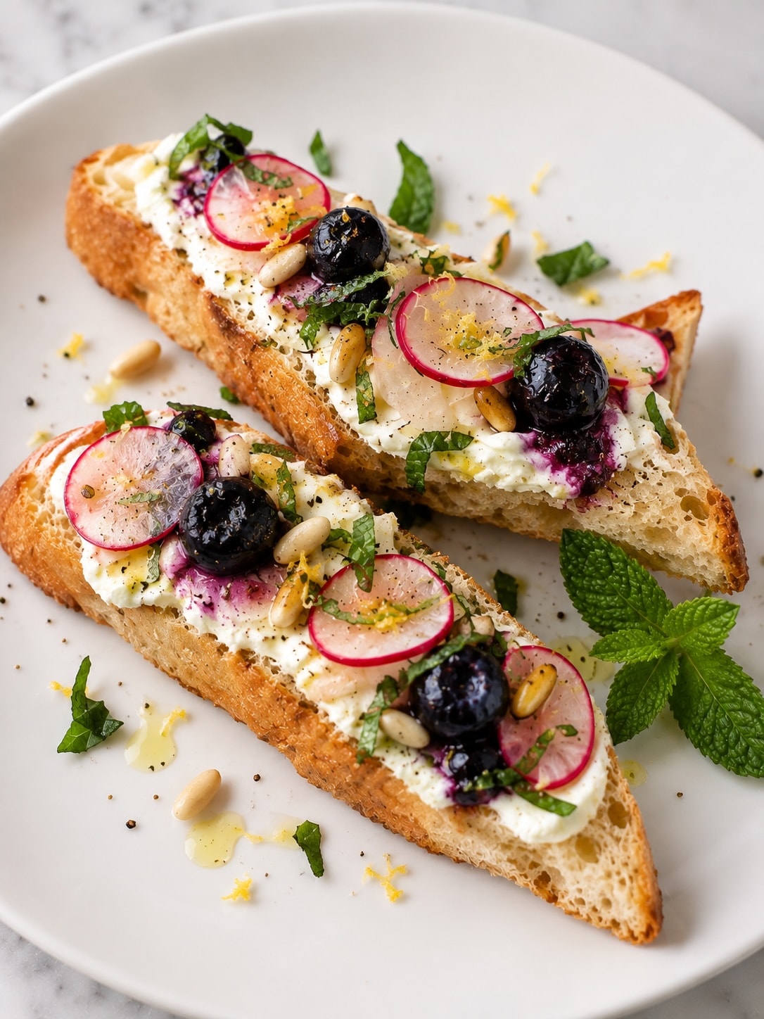 blueberry fennel focaccia + whipped feta