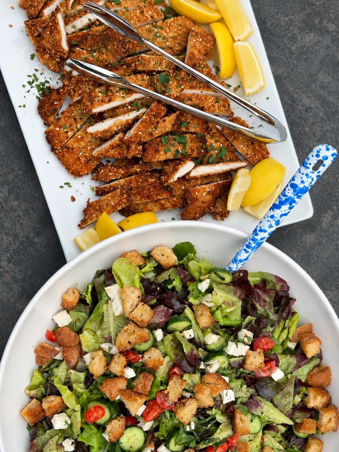 chicken milanese + insalata tricolore