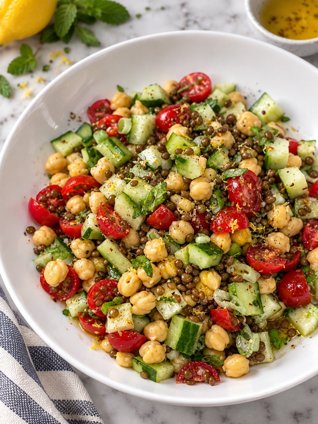 marinated chickpea lentil salad