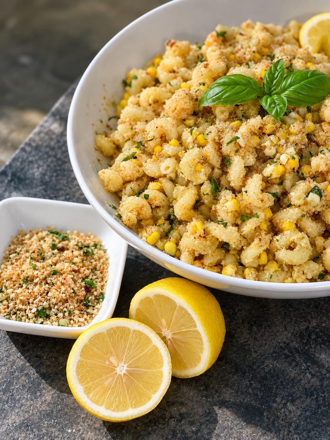 panko sweet corn cavatappi